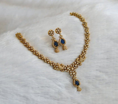 Matte finish cz blue-white peacock necklace set dj-46133