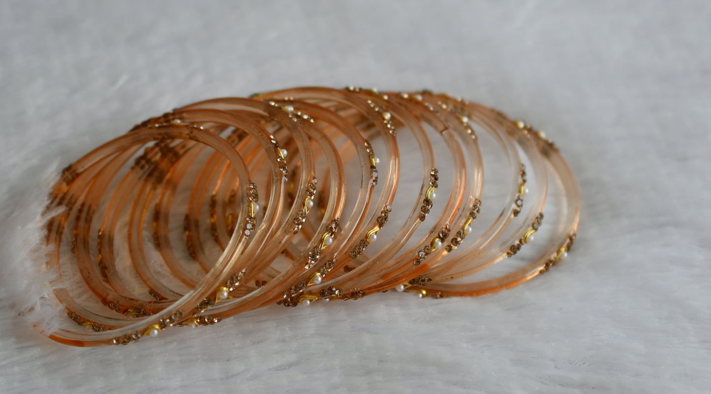 Set of 12 peach glass bangles(2.4) dj-49552