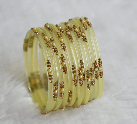 Set of 12 peal green glass bangles(2.4) dj-49555