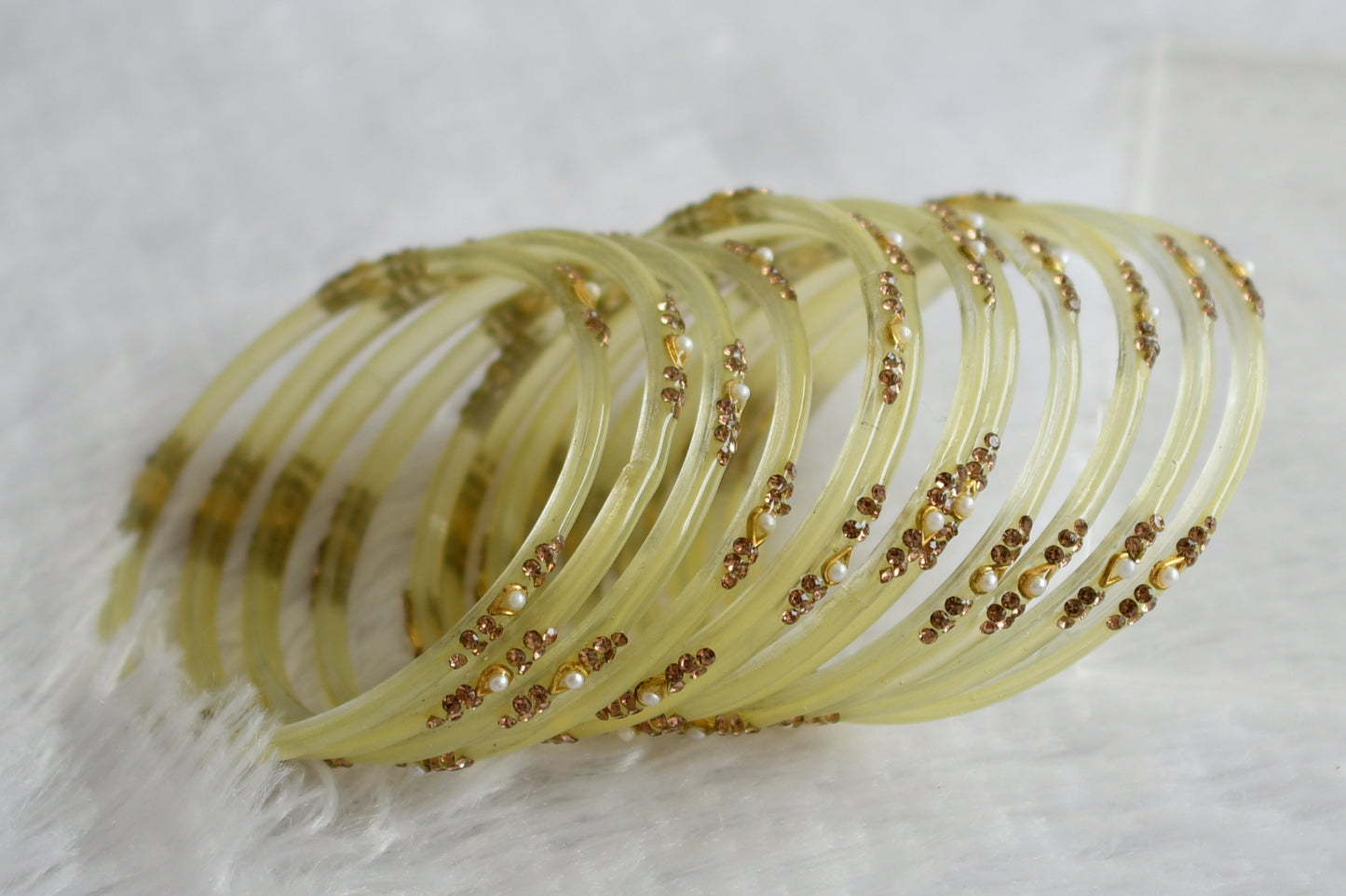 Set of 12 peal glass bangles(2.10) dj-49557