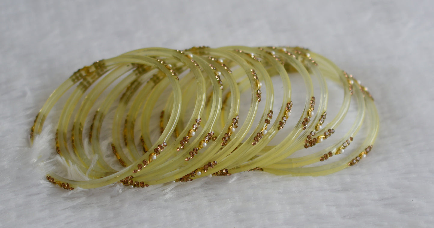 Set of peal green glass bangles(2.8) dj-49556