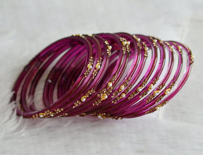 Set of 12 magenta pink glass bangles(2.10) dj-49595