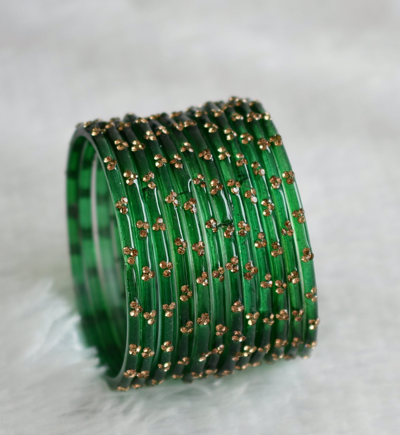 Set of 12 bottle green glass bangles(2.6) dj-49608