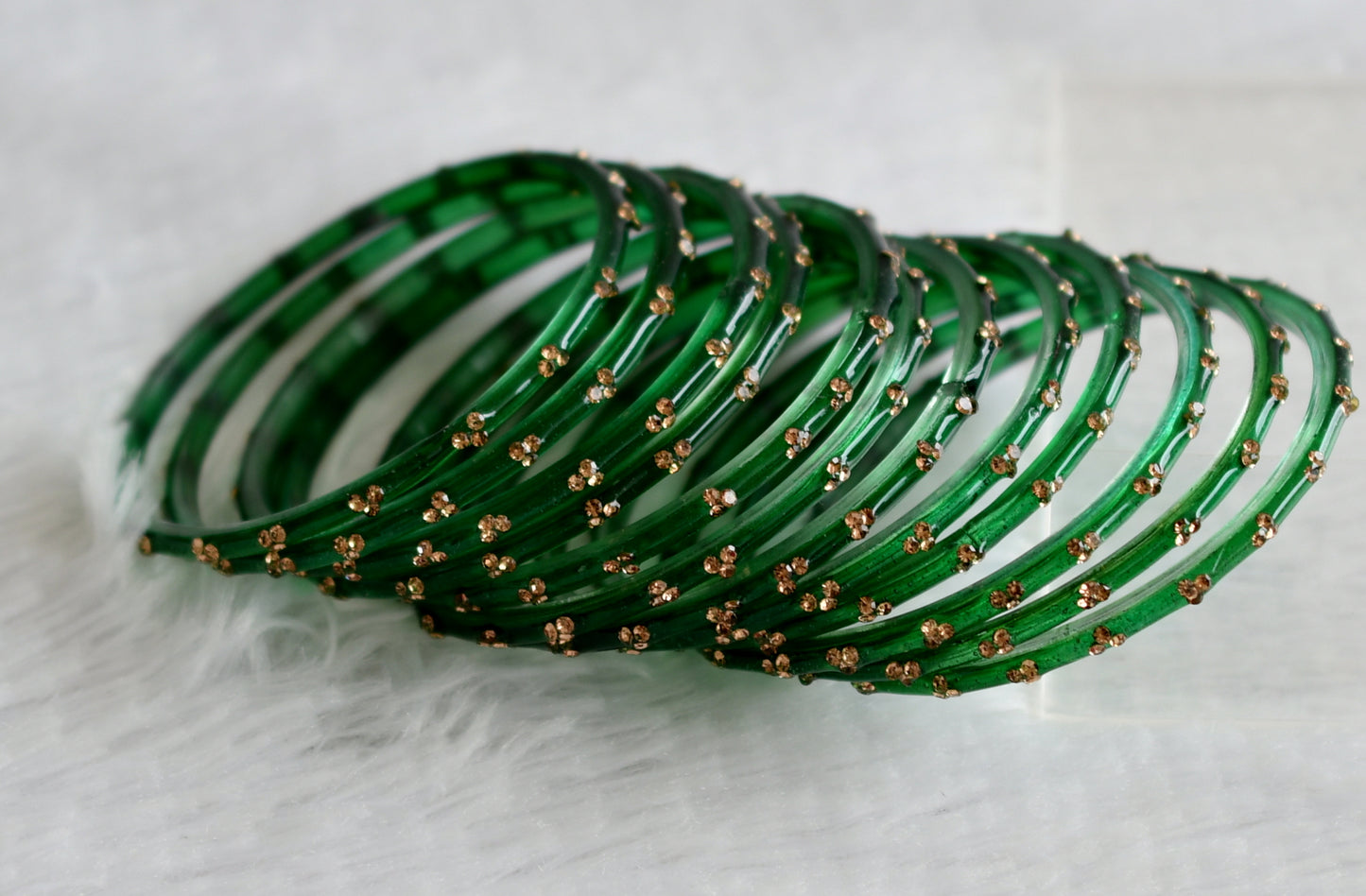 Set of 12 bottle green glass bangles(2.6) dj-49608