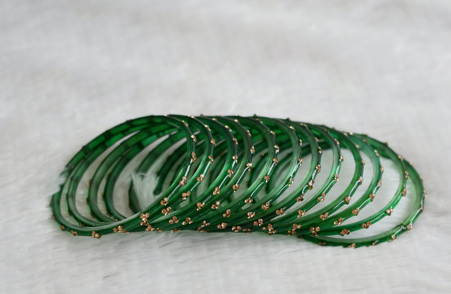 Set of 12 bottle green glass bangles(2.6) dj-49608