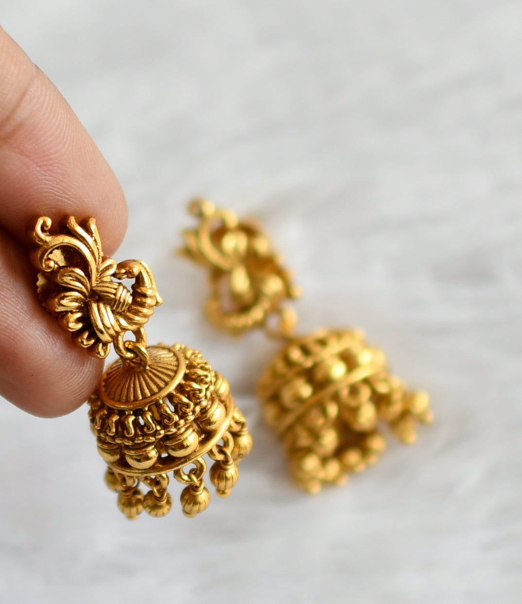 Antique gold tone peacock small jhumkka dj-47735