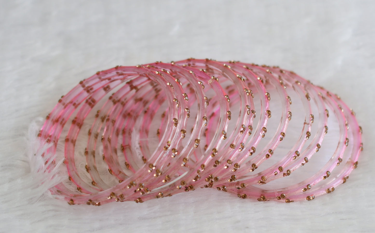 Set of 12 baby pink glass bangles(2.6) dj-49611