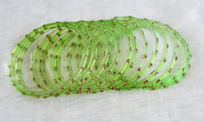 Set of 12 pista green glass bangles(2.8) dj-49616