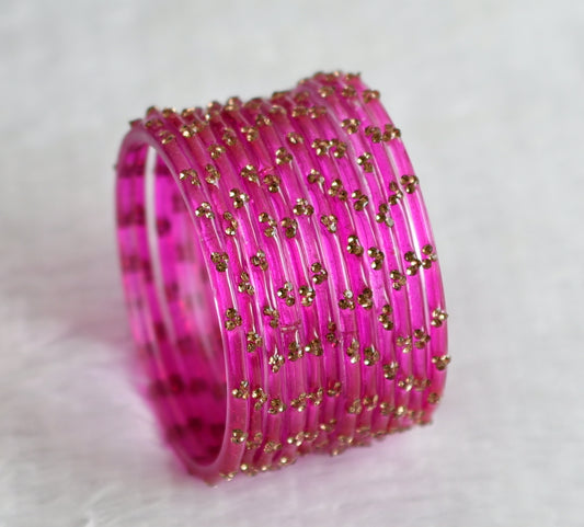 Set of 12 pink glass bangles(2.6) dj-49623