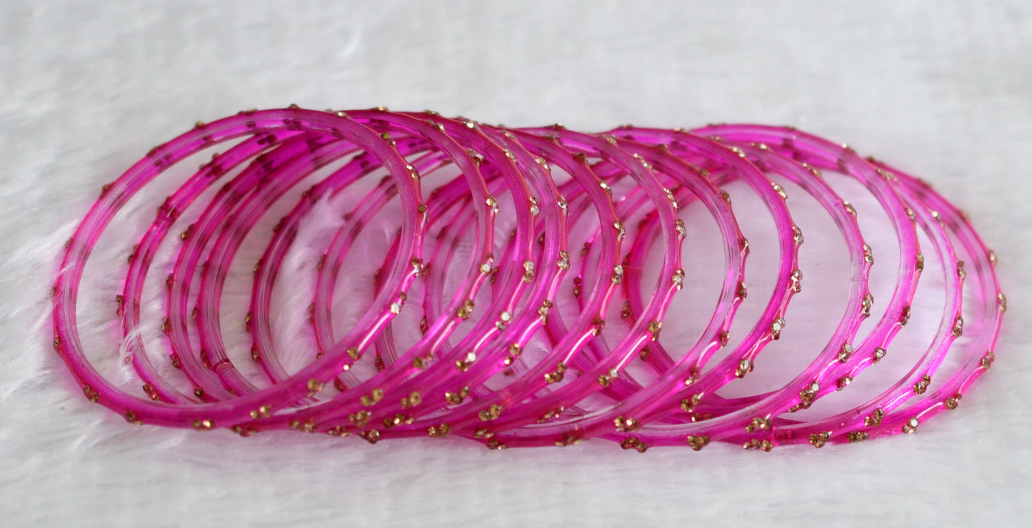 Set of 12 pink glass bangles(2.8) dj-49624