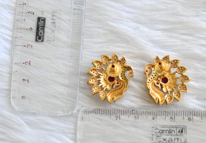 Matte finish cz white-ruby-eamrald peacock earrings dj-42879