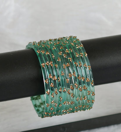 Set of 12 sea green glass bangles(2.10) dj-49631