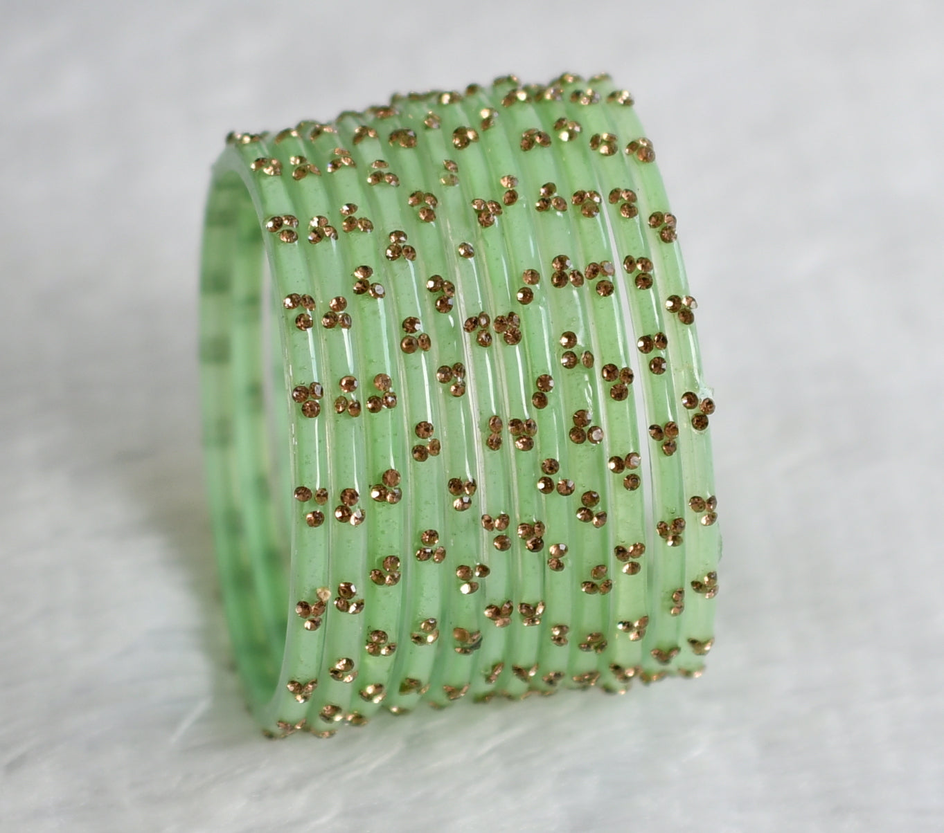 Set of 12 pastel green glass bangles(2.4) dj-49632