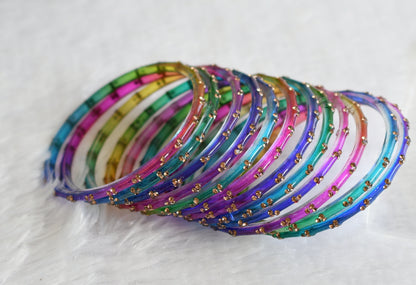 Set of 12 multi color glass bangles(2.4) dj-49668