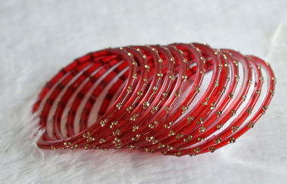 Set of 12 red glass bangles(2.4) dj-49638