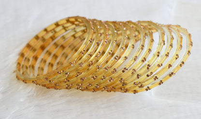 Set of 12 mustard yellow glass bangles(2.8) dj-49636