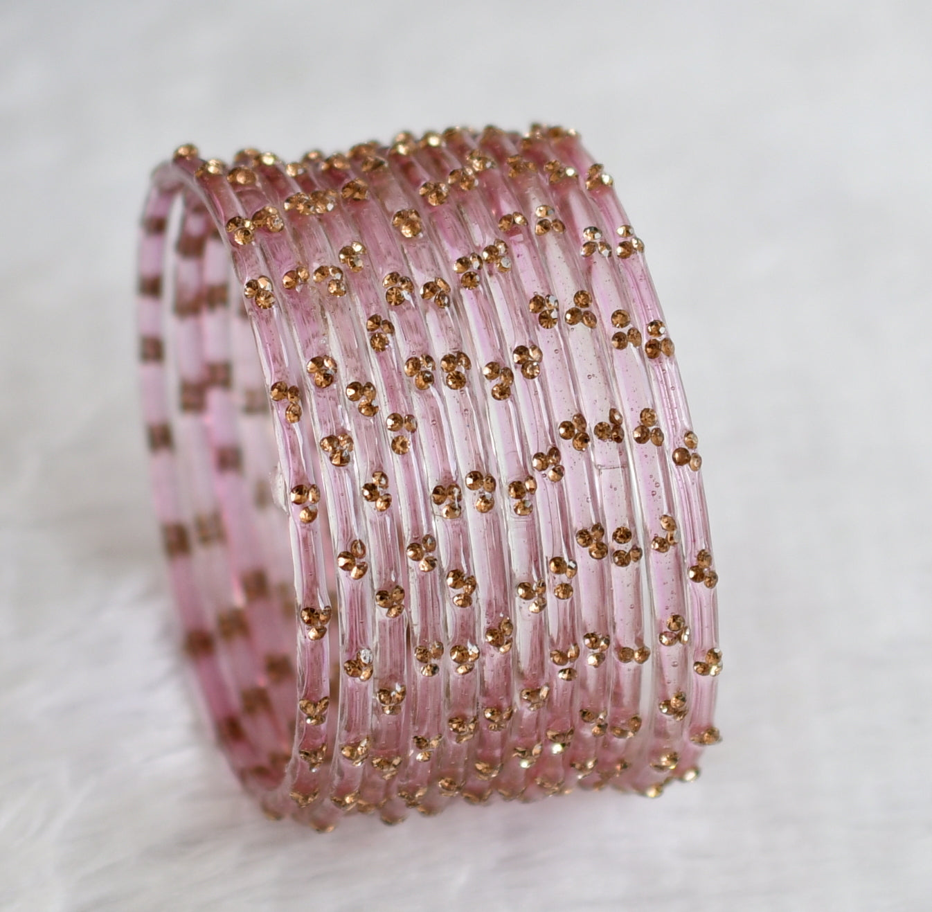 Set of 12 pale pink glass bangles(2.10) dj-49676