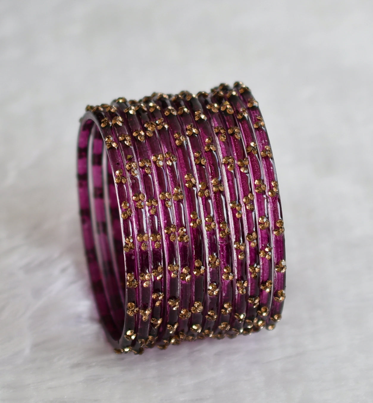 Set of 12 magenta pink glass bangles(2.10) dj-49665