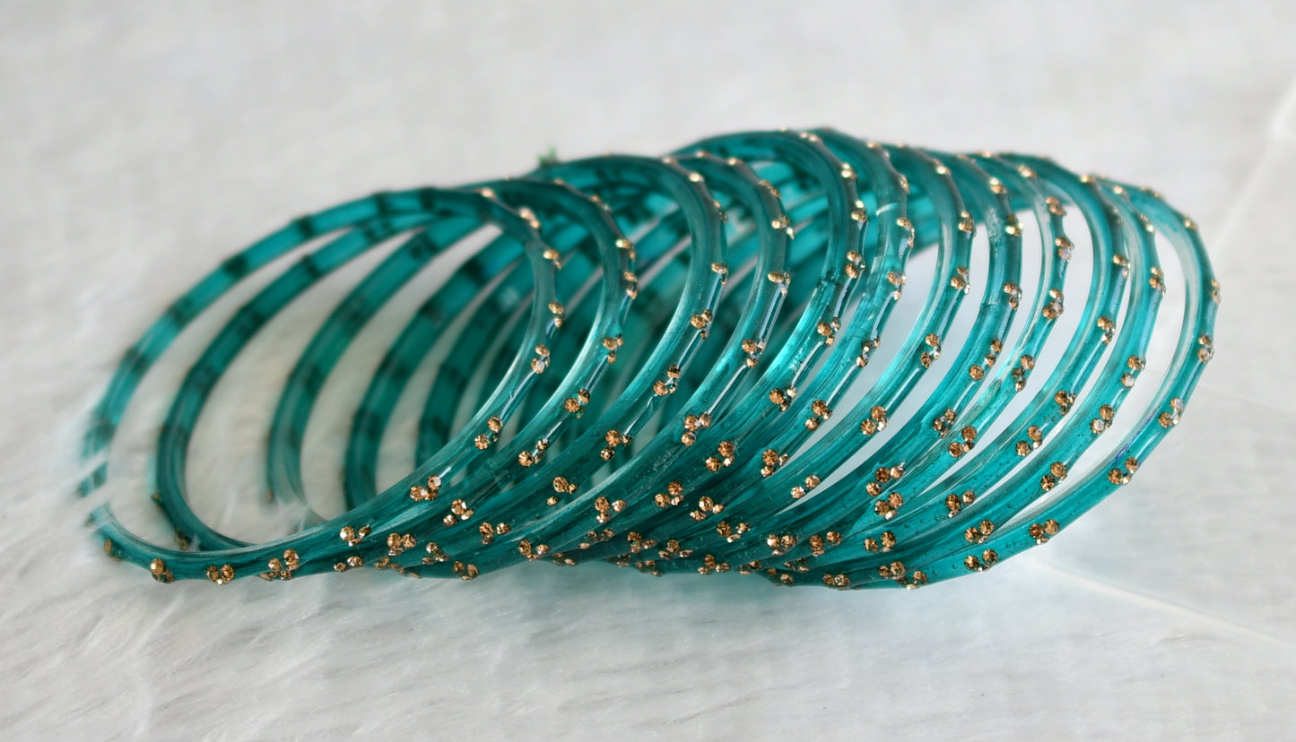 Set of 12 blue glass bangles(2.10) dj-49644