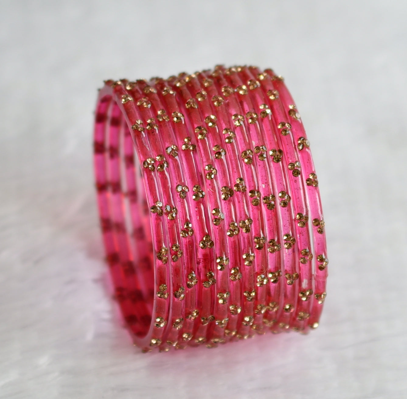 Set of 12 magenta pink glass bangles(2.8) dj-49646