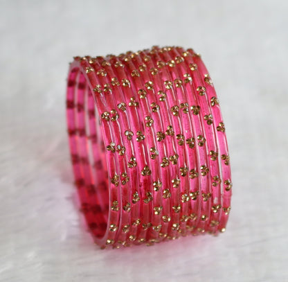 Set of 12 magenta pink glass bangles(2.6) dj-49645