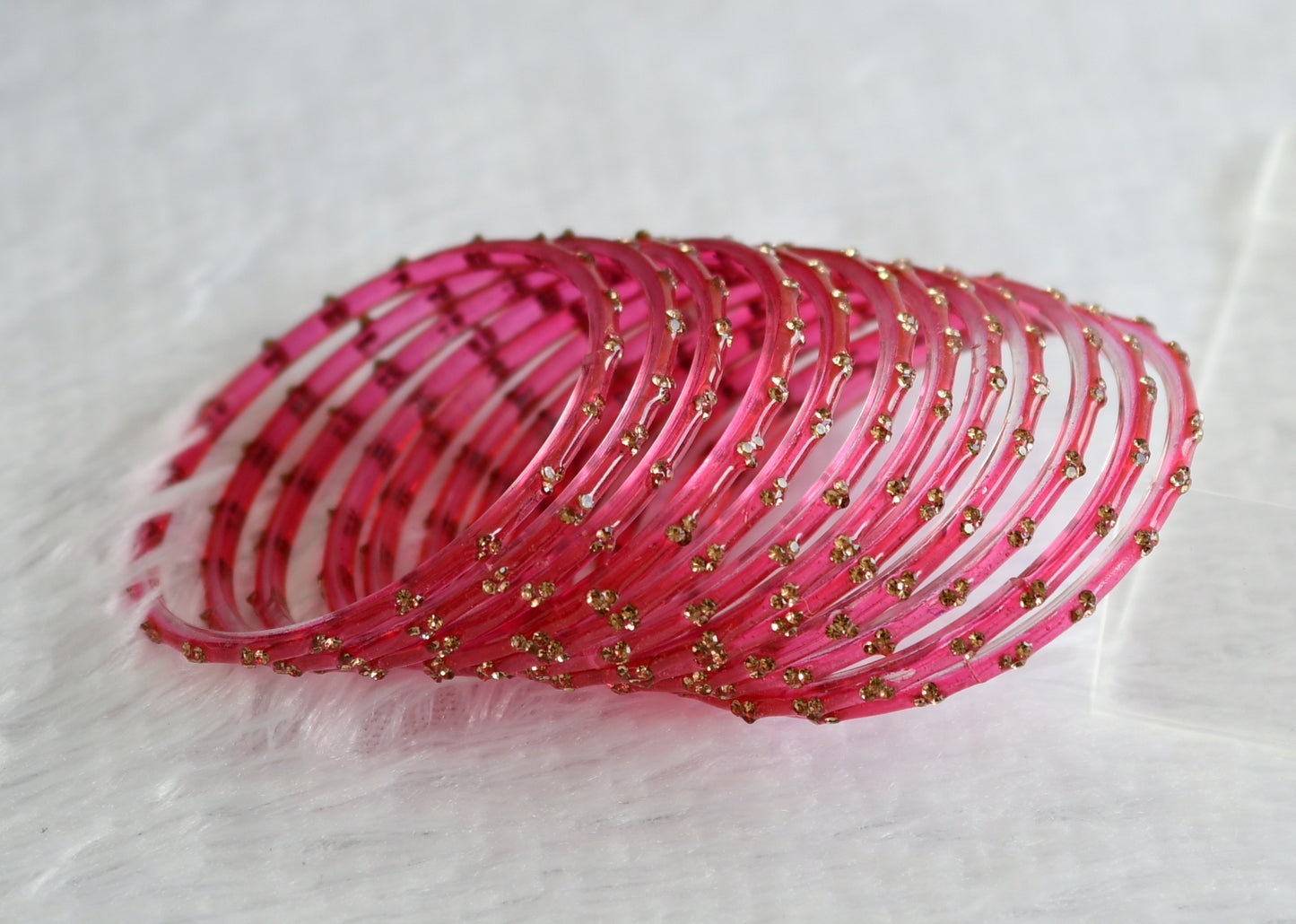 Set of 12 magenta pink glass bangles(2.10) dj-49647