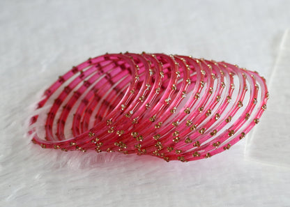 Set of 12 magenta pink glass bangles(2.10) dj-49647