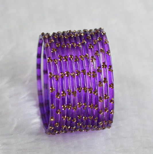 Set of 12 purple glass bangles(2.6) dj-49648