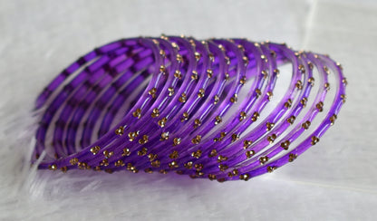 Set of 12 purple glass bangles(2.10) dj-49650