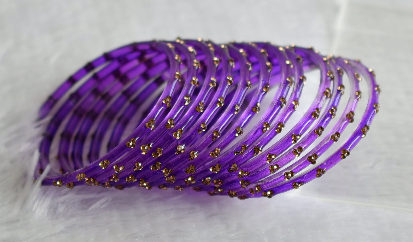 Set of 12 purple glass bangles(2.8) dj-49649