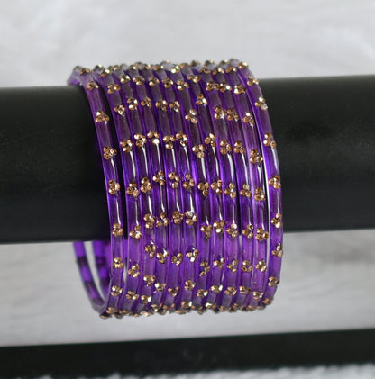 Set of 12 purple glass bangles(2.10) dj-49650