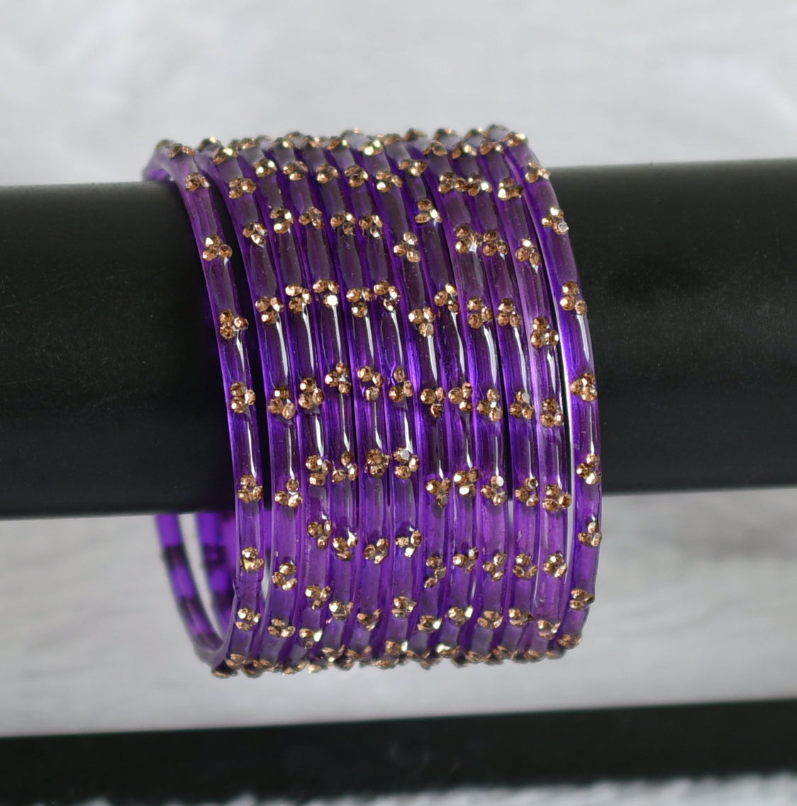 Set of 12 purple glass bangles(2.8) dj-49649