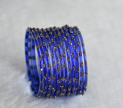 Set of 12 dark blue glass bangles(2.6) dj-49652