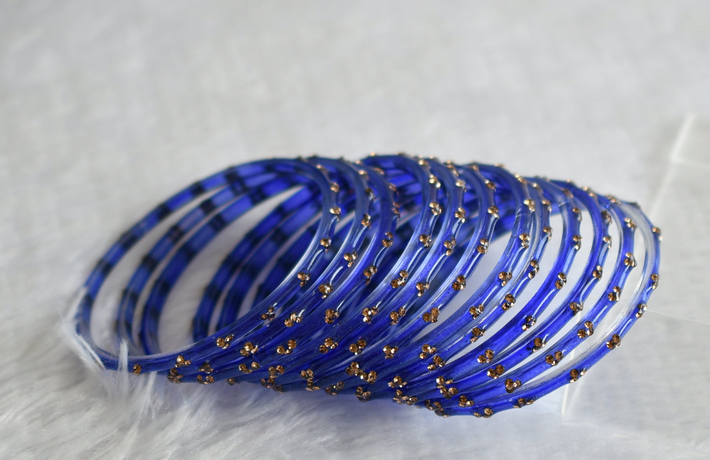 Set of 12 dark blue glass bangles(2.8) dj-49653