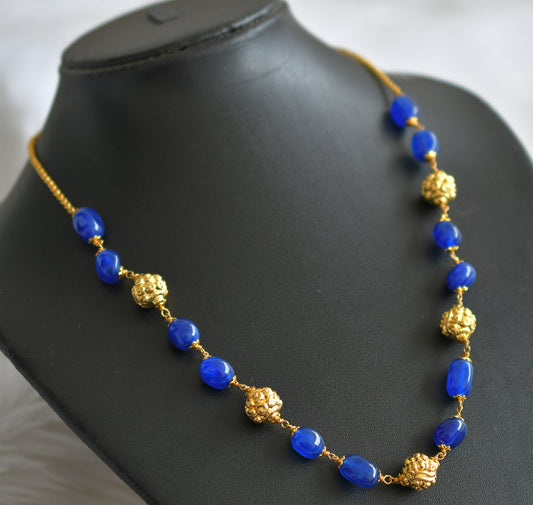 Gold tone blue beaded mala/necklace dj-44366