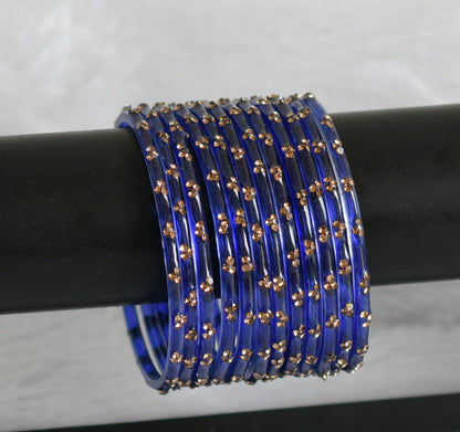 Set of 12 dark blue glass bangles(2.6) dj-49652