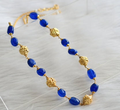 Gold tone blue beaded mala/necklace dj-44366