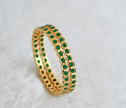 Gold tone emerald stone south indian style bangles(2.8) dj-49685