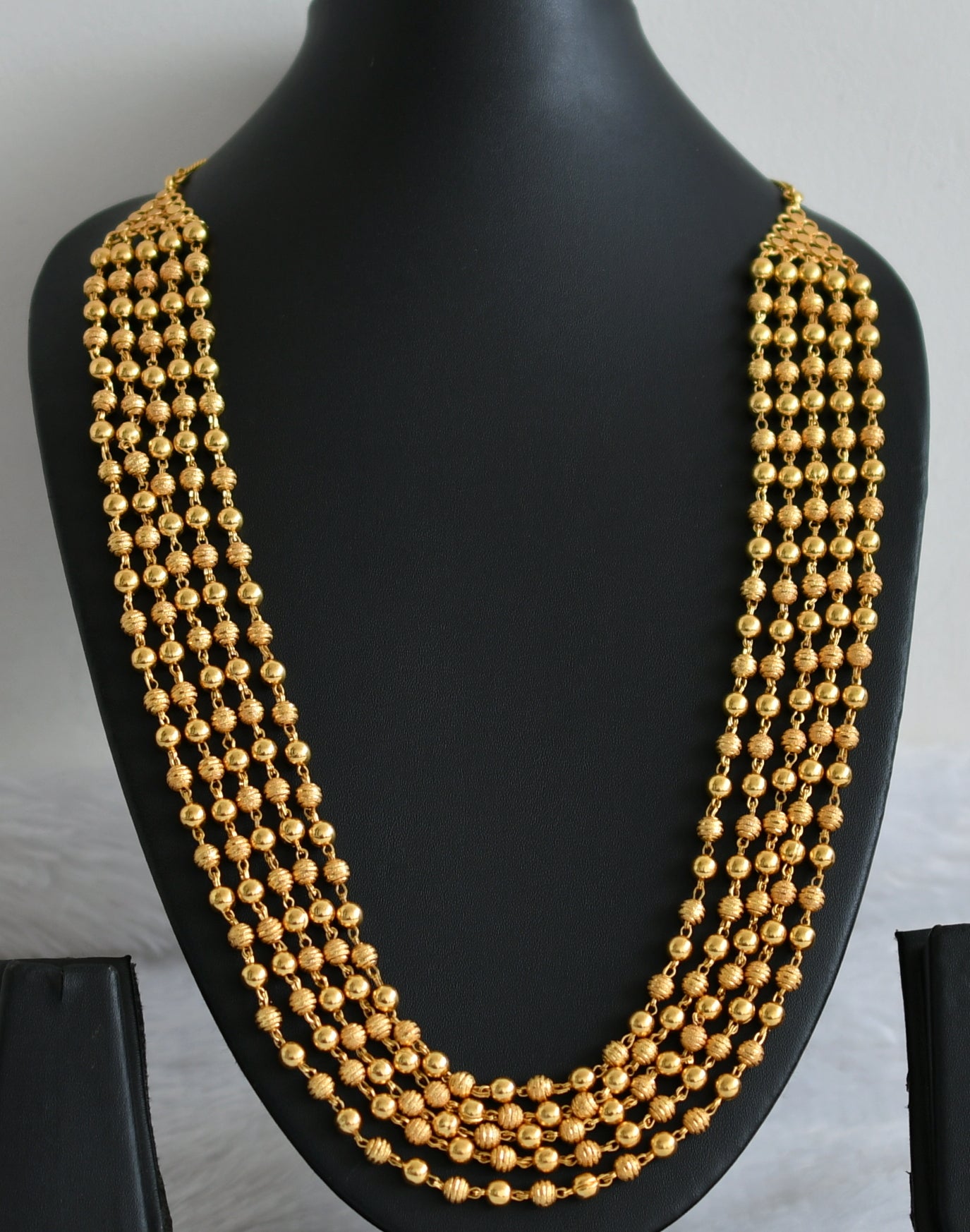 Gold tone multi layer ball chain mala/haar dj-47762