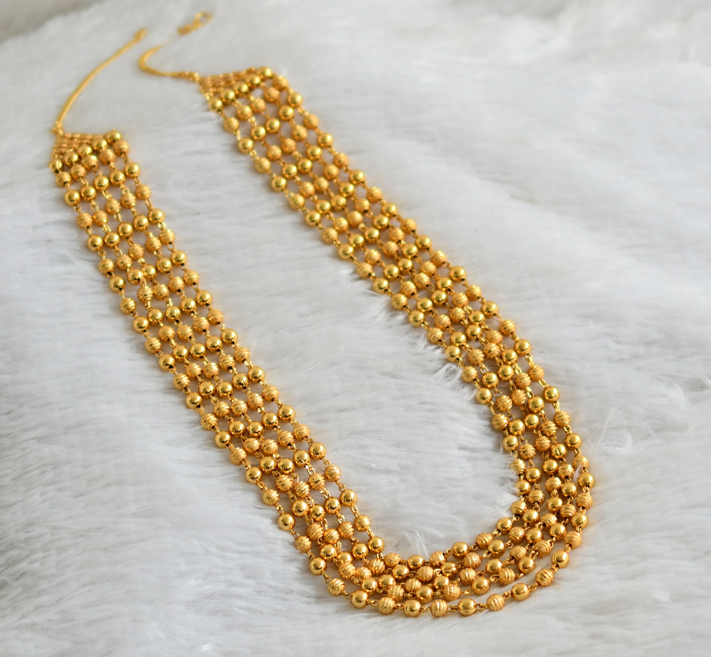 Gold tone multi layer ball chain mala/haar dj-47762