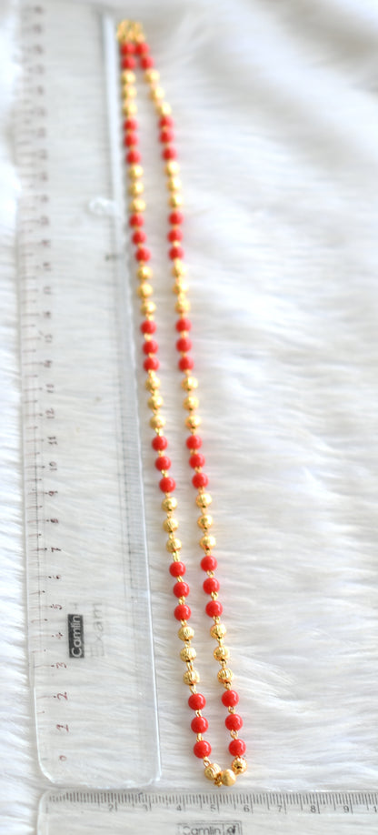 Gold tone coral beaded chain dj-42890