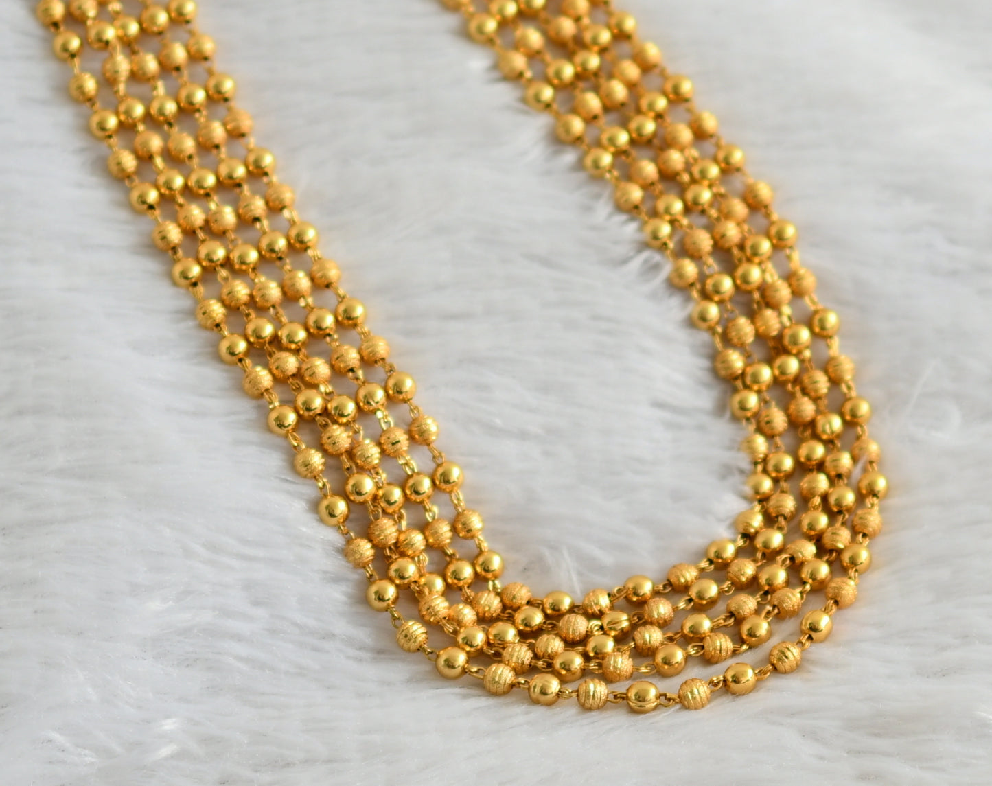 Gold tone multi layer ball chain mala/haar dj-47762