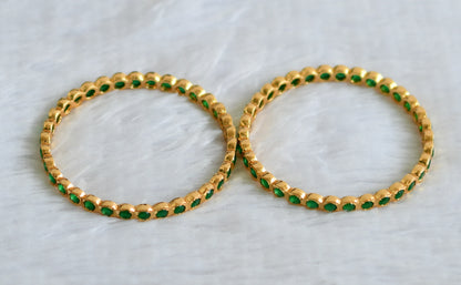 Gold tone emerald stone south indian style bangles(2.10) dj-49686