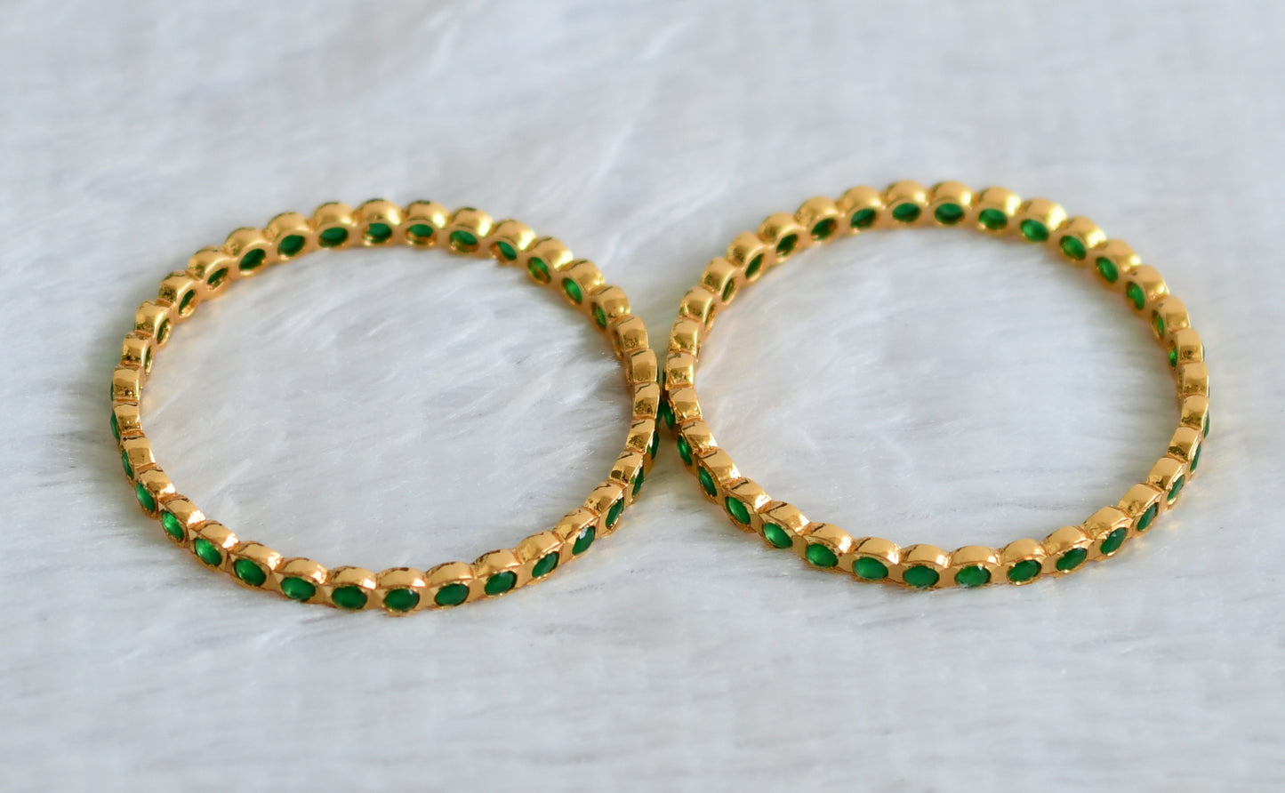 Gold tone emerald stone south indian style bangles(2.8) dj-49685