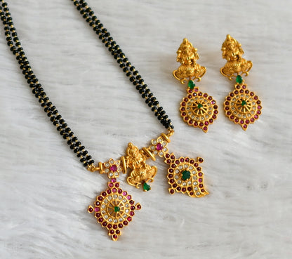 Matte finish kemp-green-white lakshmi shanku-chakra mangalsutra set dj-47750