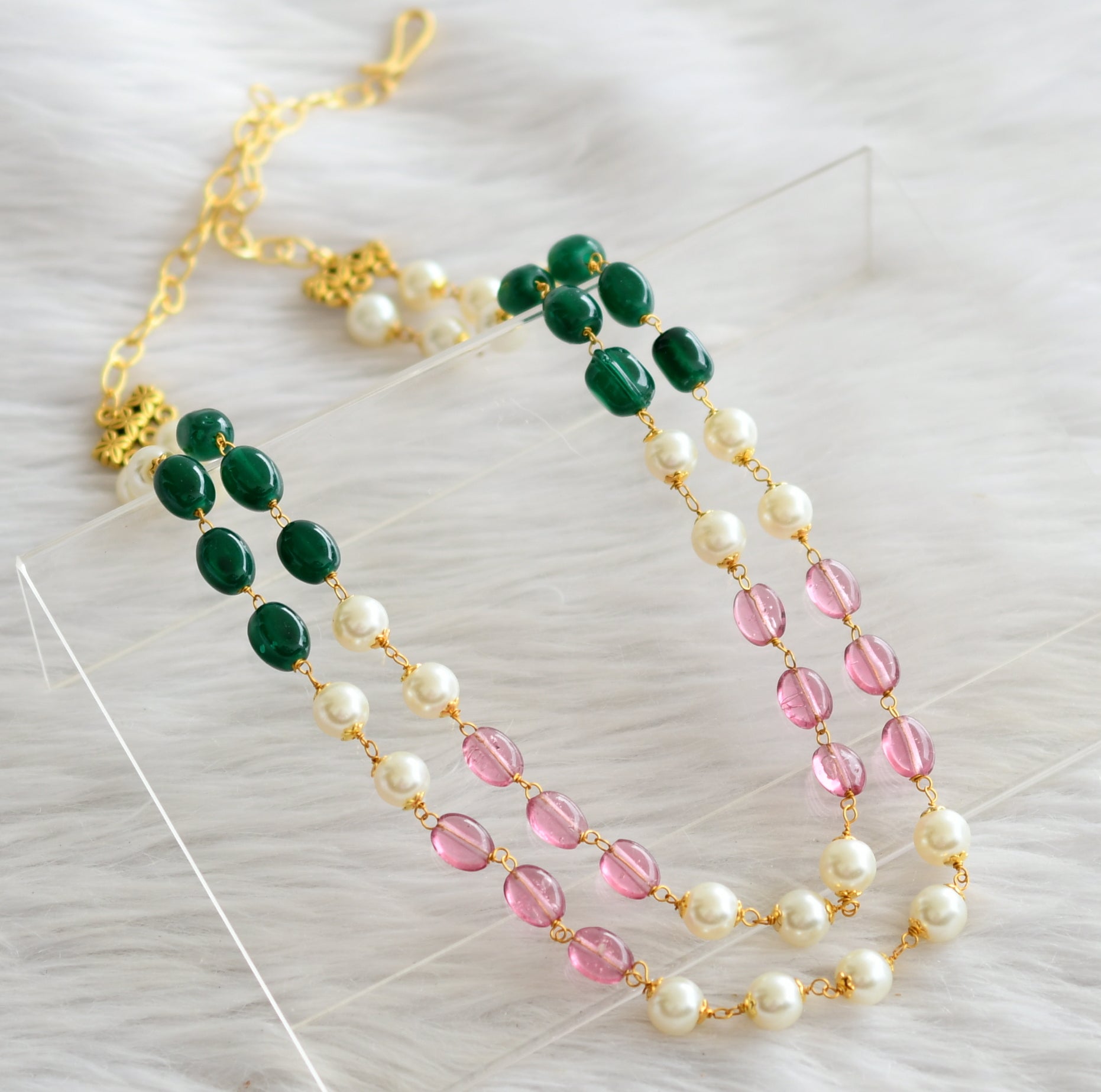 Genuine Green Pearl Necklace Earring Set, 20