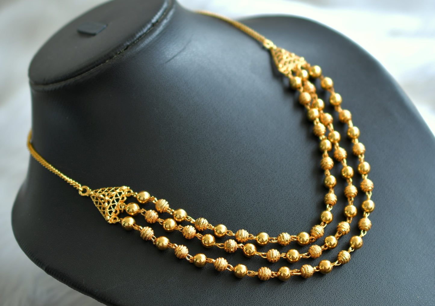 Gold tone multilayer ball necklace dj-42889