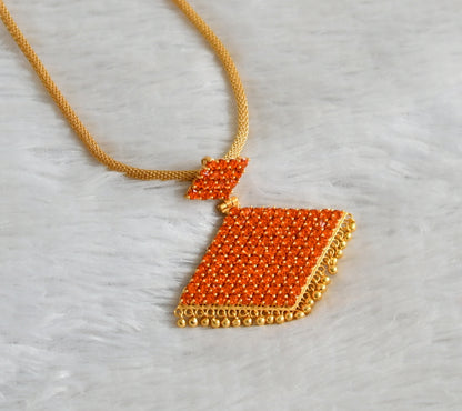 Gold tone 24 inches chian with orange stone pathakkam pendant dj-47758