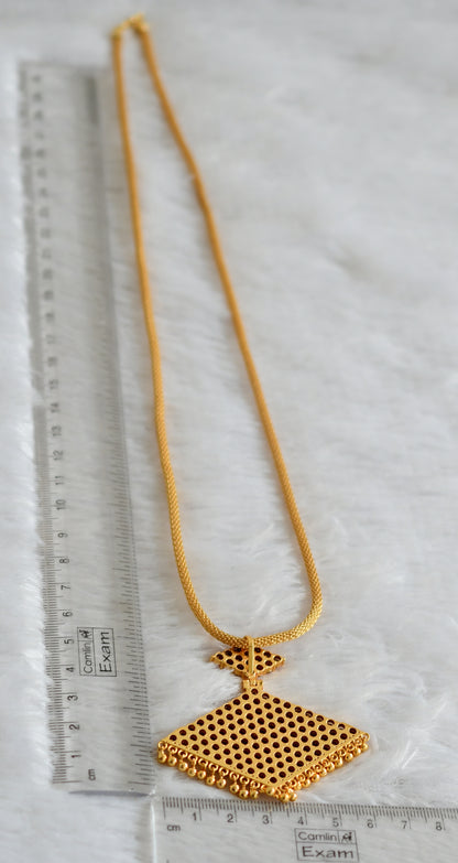 Gold tone 24 inches chian with orange stone pathakkam pendant dj-47758