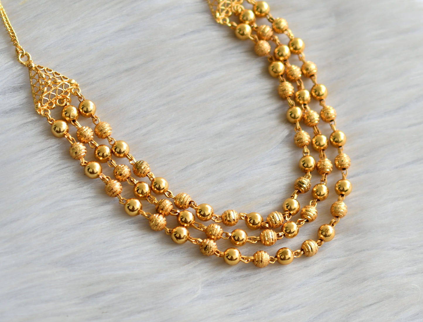 Gold tone multilayer ball necklace dj-42889